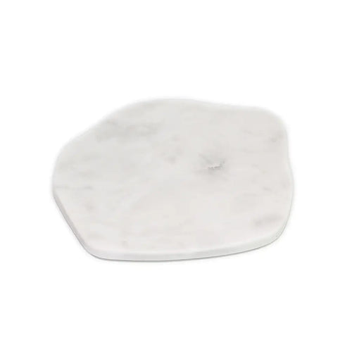 Sm. White Marble Organic Shaped Plate 6"Dia