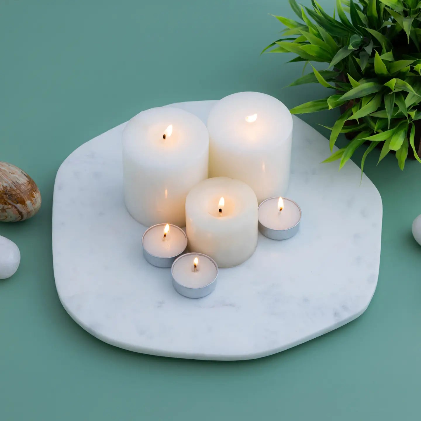 Lg. White Marble Organic Shaped Plate 12"Dia