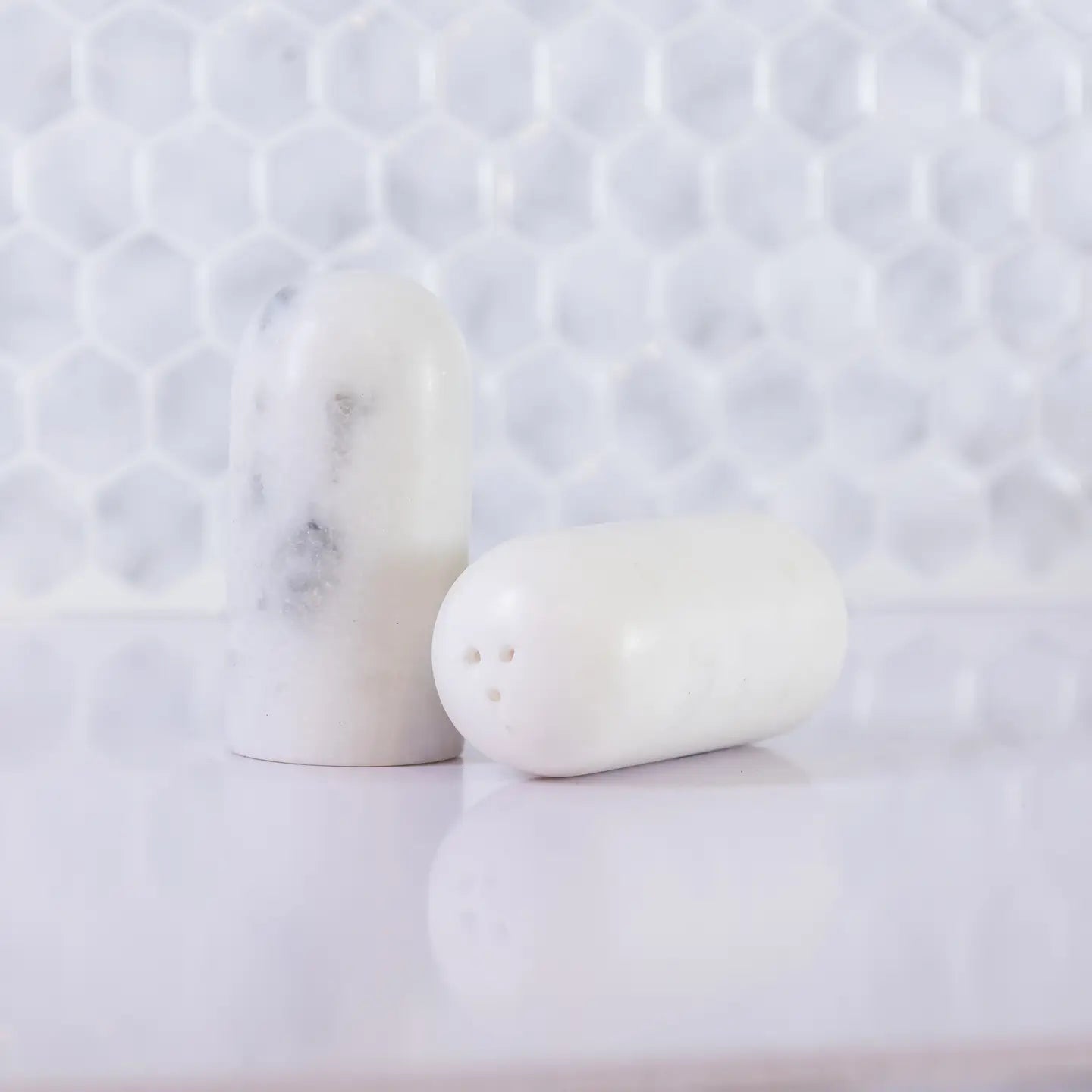 White Marble Salt & Pepper Shakers