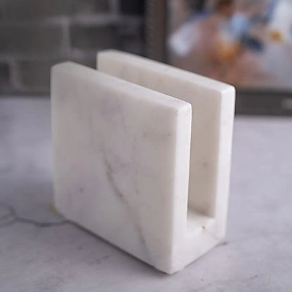 White Marble Napkin/Card Holder