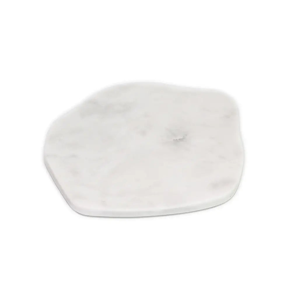 Sm. White Marble Organic Shaped Plate 6"Dia