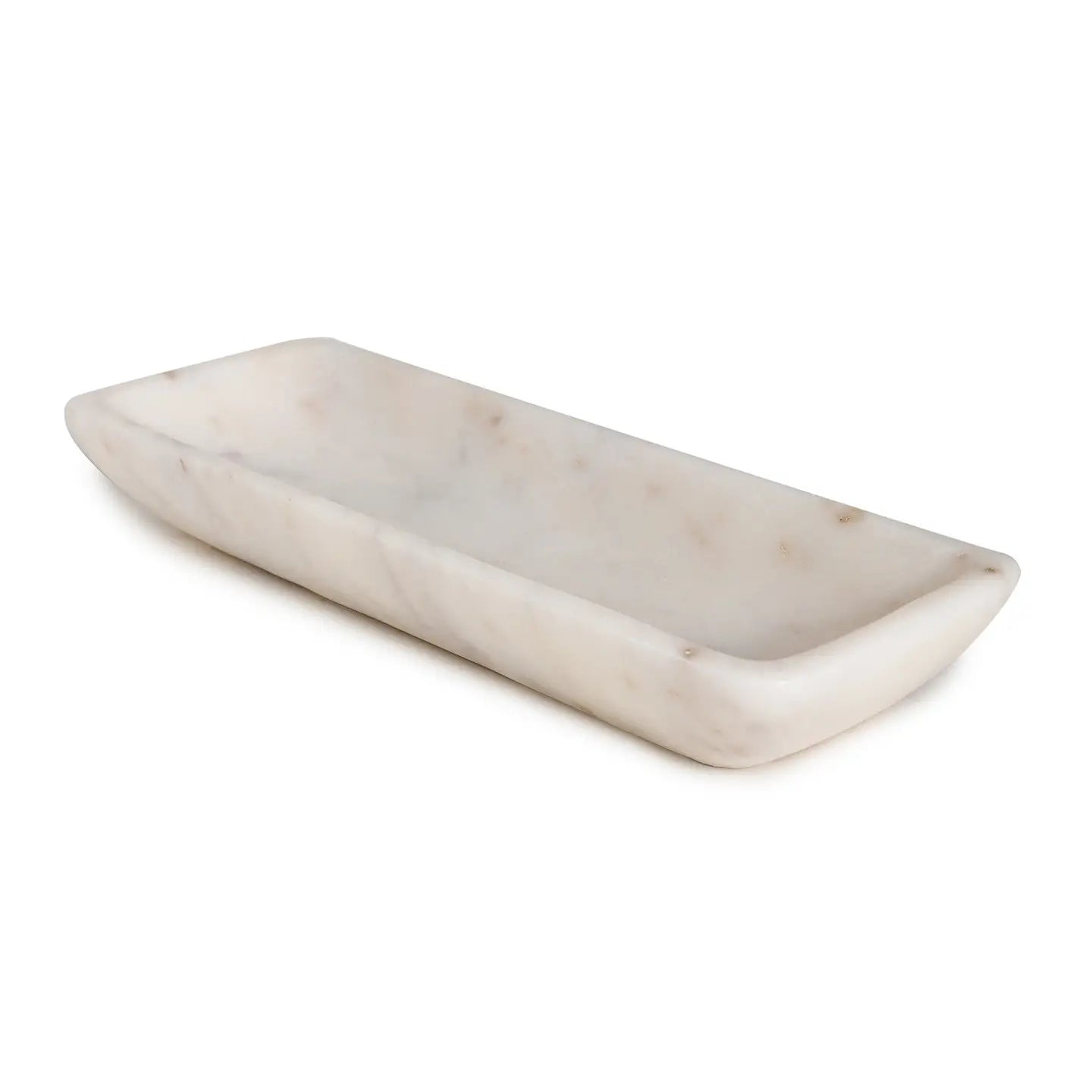Sm. White Marble Round Edged Tray
