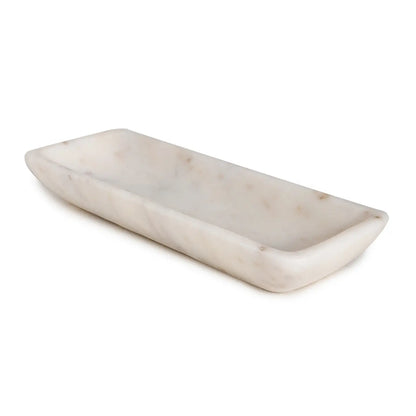 Sm. White Marble Round Edged Tray