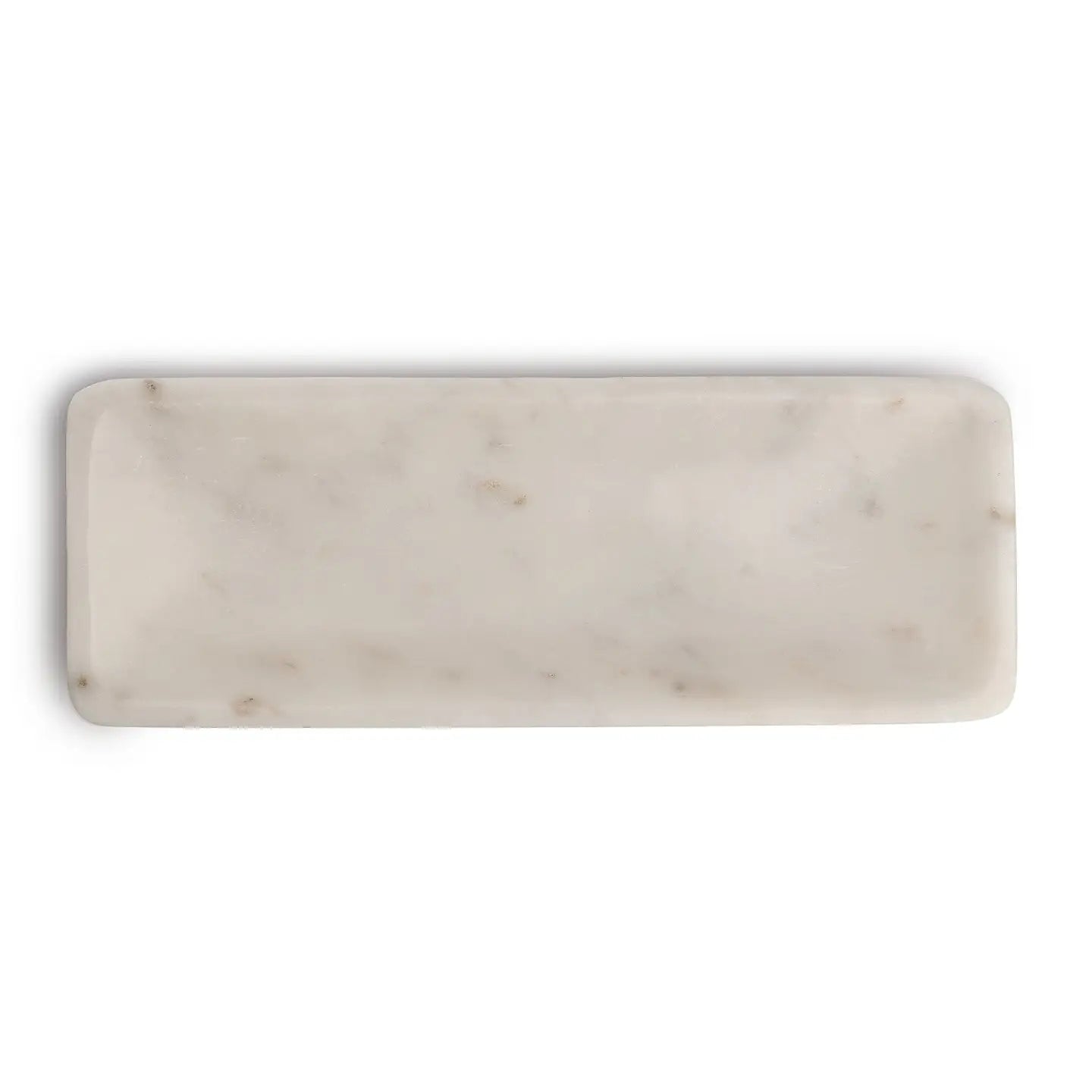 Sm. White Marble Round Edged Tray