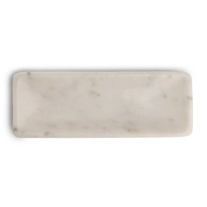 Sm. White Marble Round Edged Tray