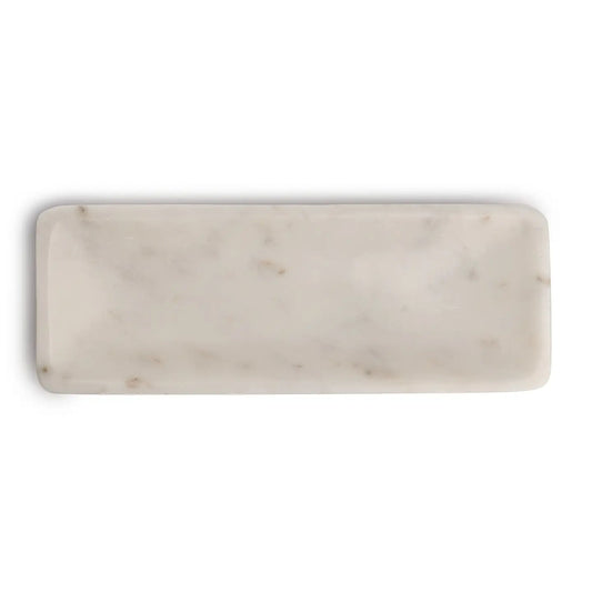 Sm. White Marble Round Edged Tray