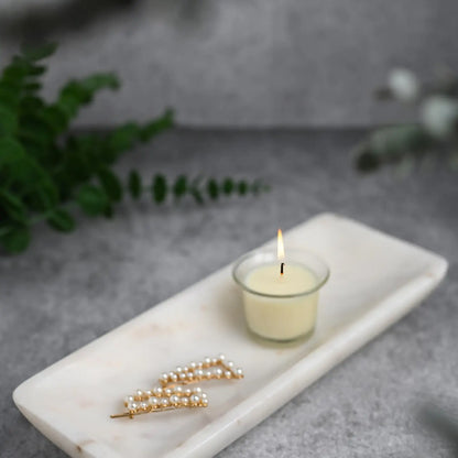 Sm. White Marble Round Edged Tray
