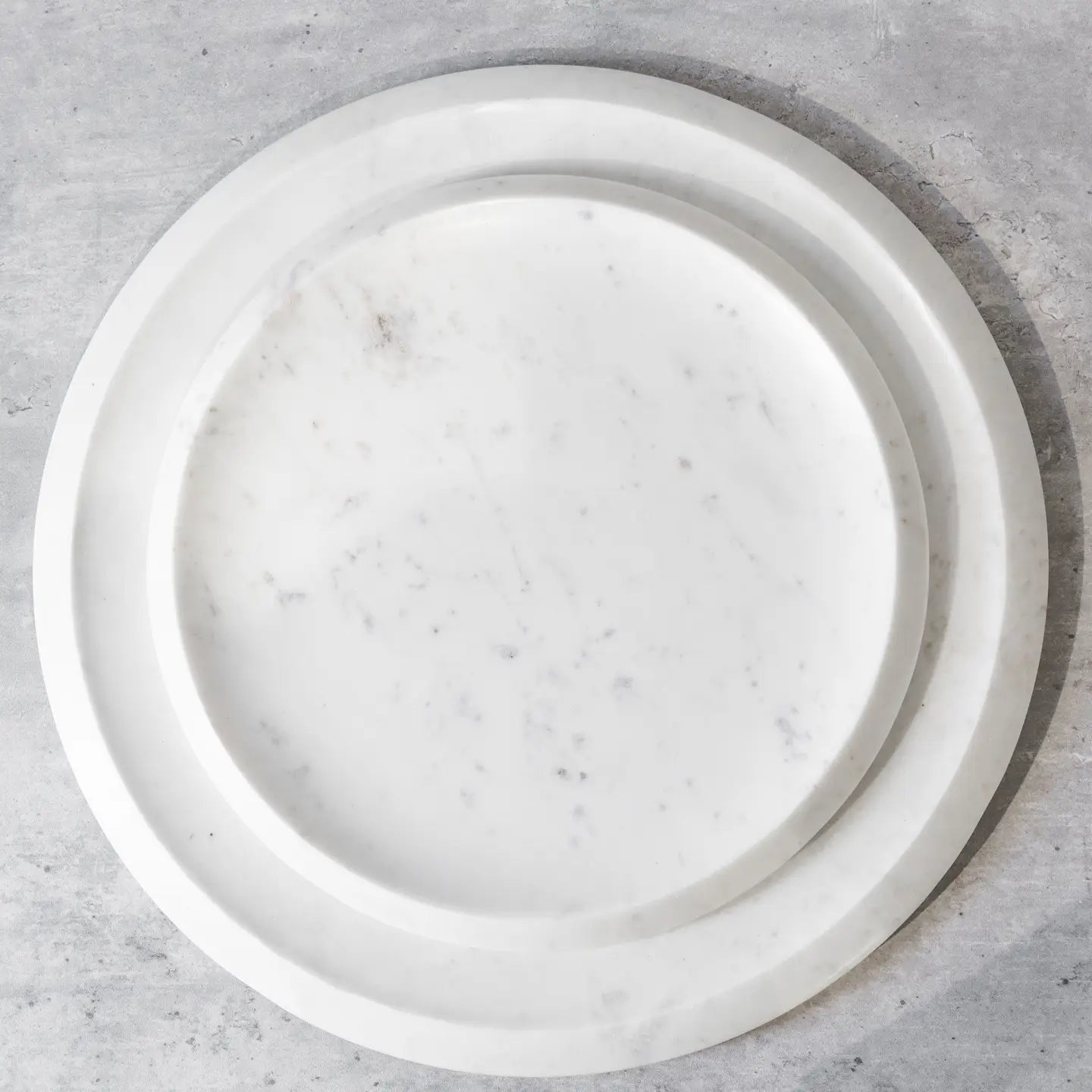Lg. White Marble Round Tray 12"Dia