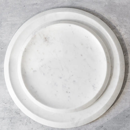 Lg. White Marble Round Tray 12"Dia