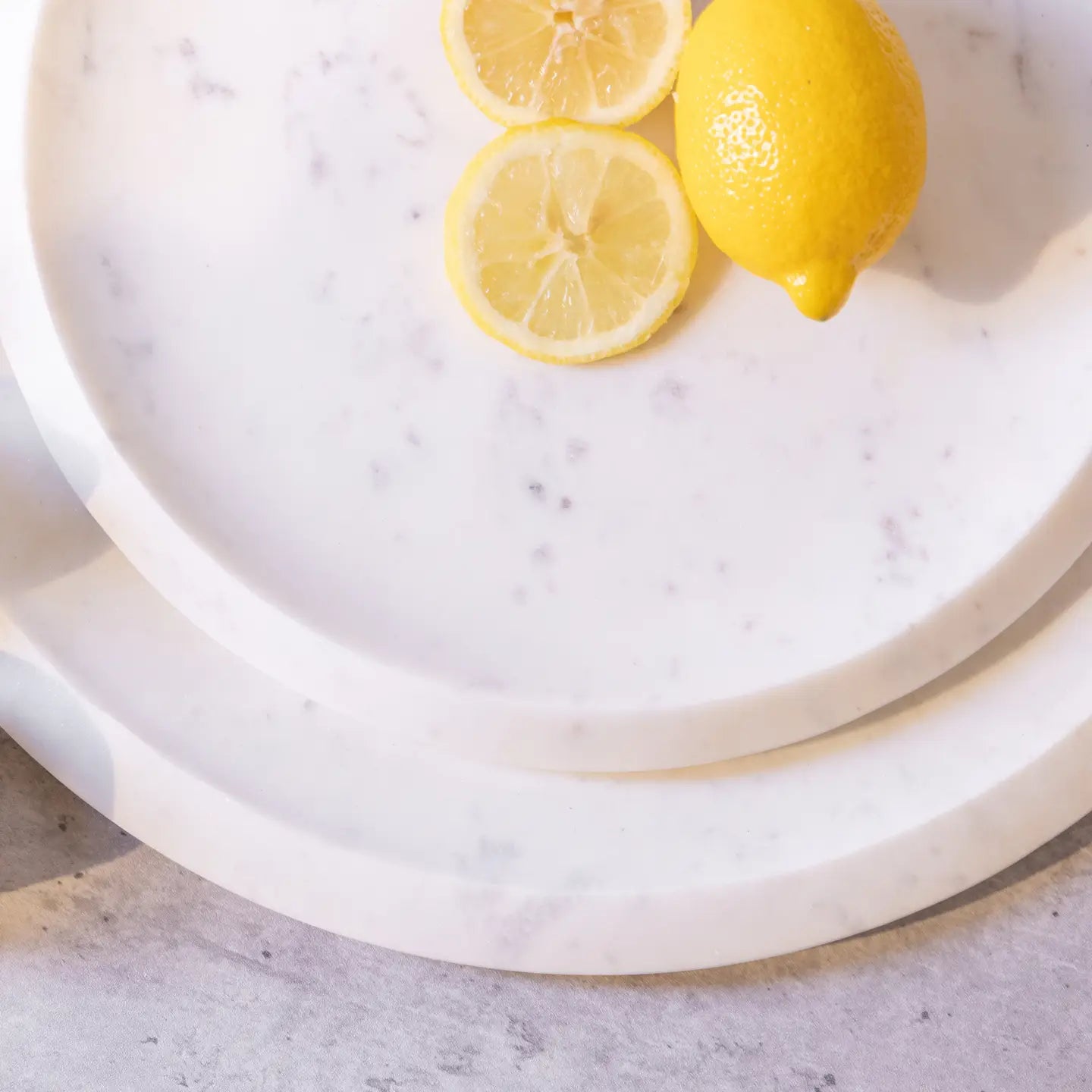 Lg. White Marble Round Tray 12"Dia