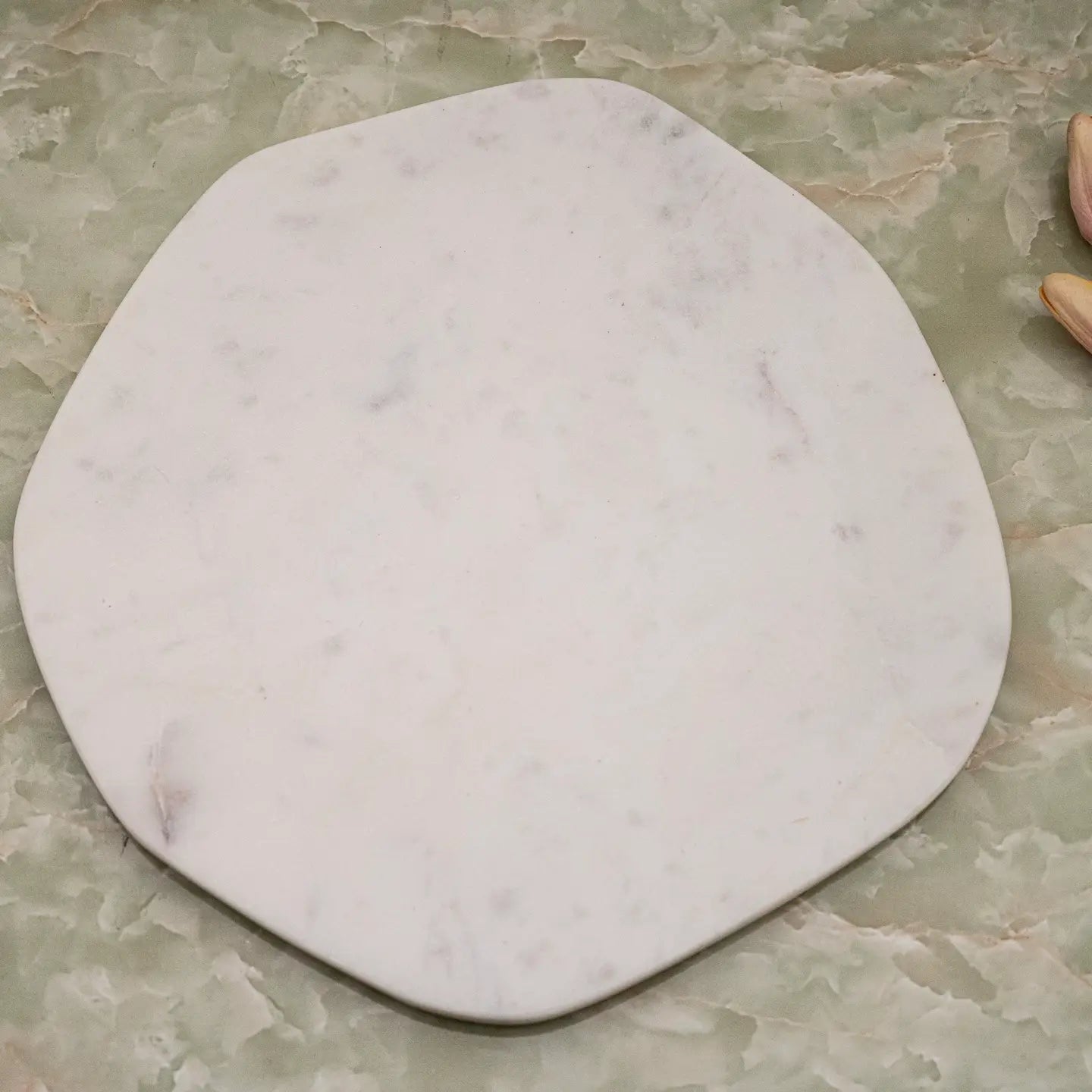 Lg. White Marble Organic Shaped Plate 12"Dia