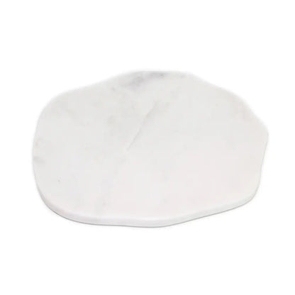 Med. White Marble Organic Shaped Plate 9"Dia