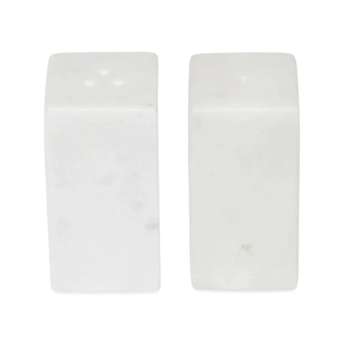 Set of 2 White Marble Square Salt & Pepper Shakers