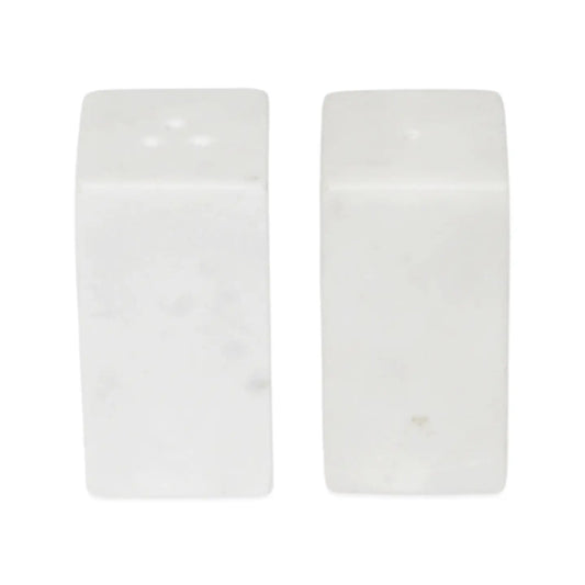 Set of 2 White Marble Square Salt & Pepper Shakers