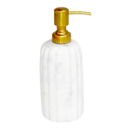 White Marble Soap Dispenser w/ Grooving
